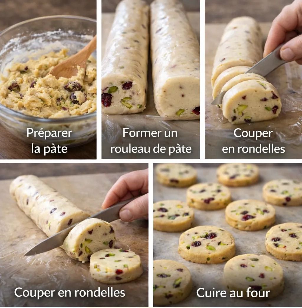 Préparation de biscuits pistache et cranberries