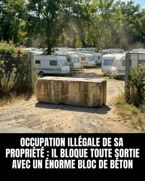 Son terrain squatté : il empêche les occupants de partir en installant un énorme bloc de béton