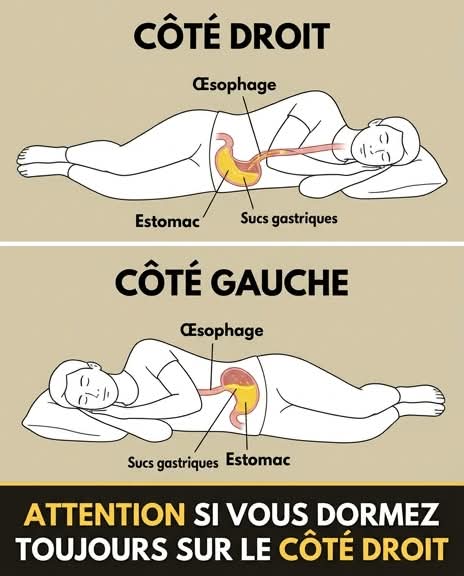 Quels risques vous écourez lorsque vous dormez sur le côté droit ?