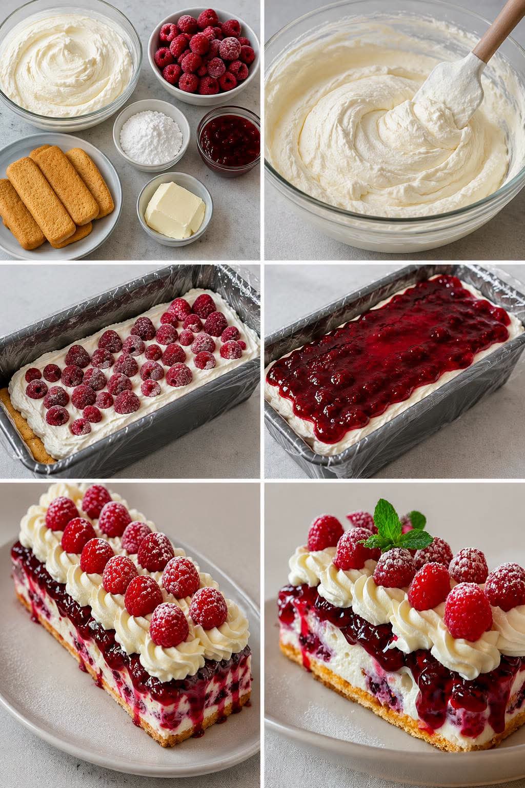 Gâteau Glacé aux Framboises et Mascarpone Sans Cuisson