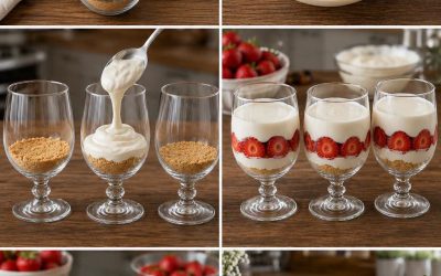 Verrines Fraises et Crème Façon Cheesecake Sans Cuisson