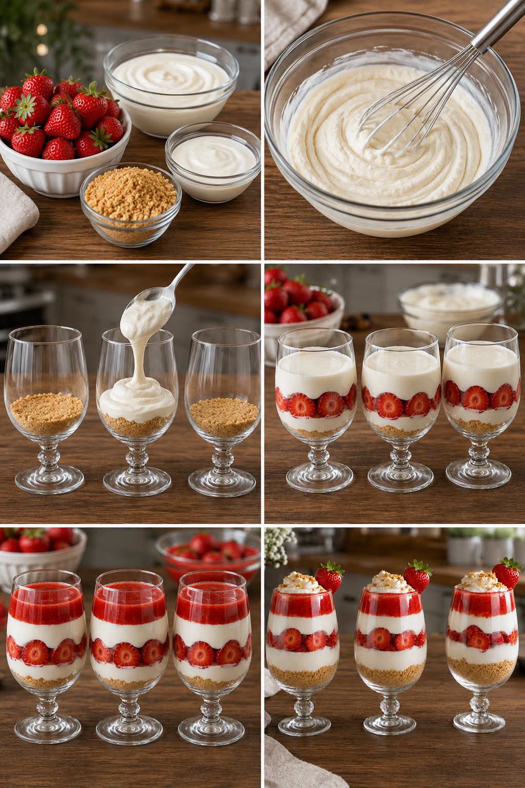 Verrines Fraises et Crème Façon Cheesecake Sans Cuisson