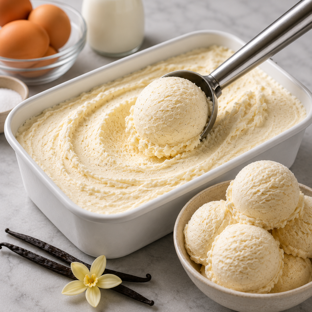 Glace à la Vanille Maison : Crémeuse, Parfumée et Irrésistible